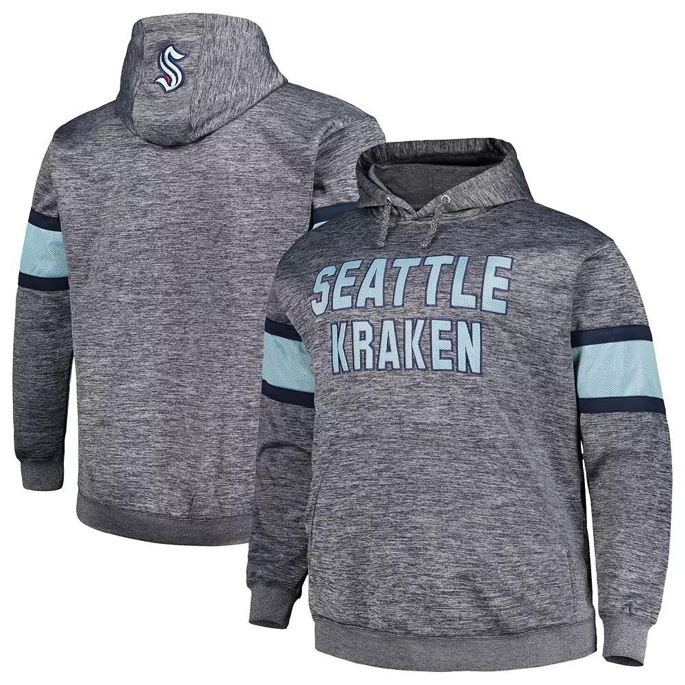 Men's Heather Charcoal Seattle Kraken Big & Tall Stripe Pullover Hoodie, Size: XLT, Krk Charco Product Image