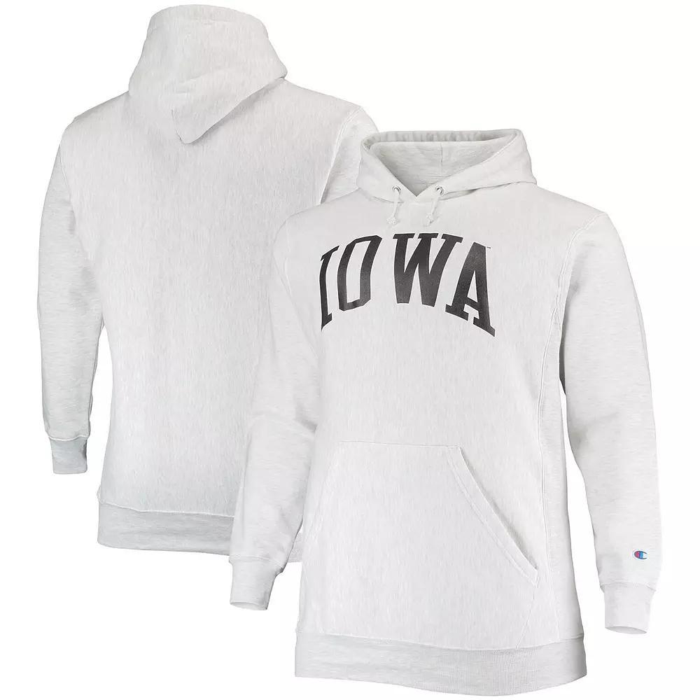 Mens Champion Heathered Gray Iowa Hawkeyes Big & Tall Reverse Weave Fleece Pullover Hoodie Sweatshirt Product Image