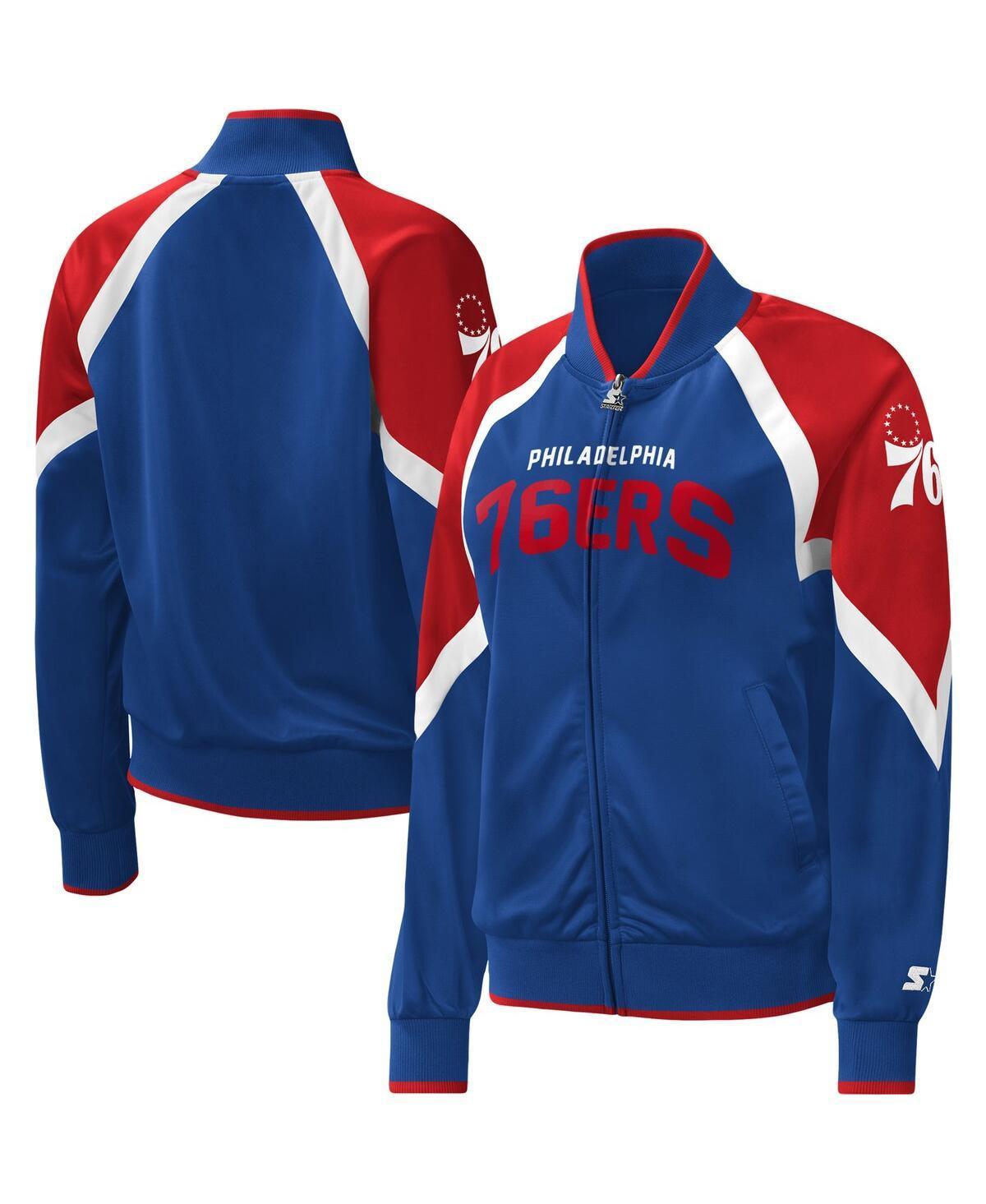 Women's Starter Royal Philadelphia 76ers Slam Dunk Raglan Full-Zip Track Jacket, Size: Large, 76r Blue Product Image