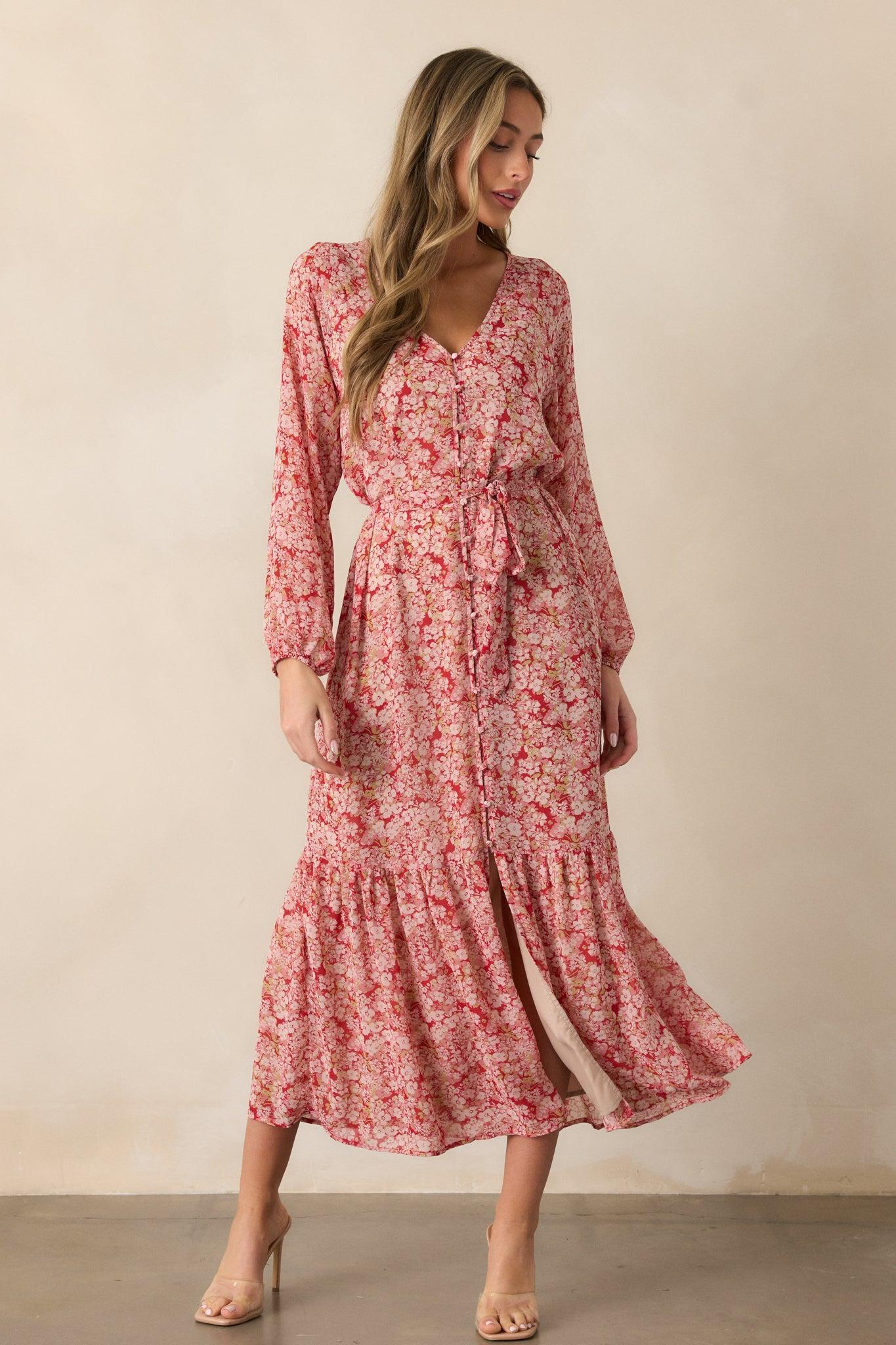 Z Supply Della Cranberry Floral Maxi Dress Product Image