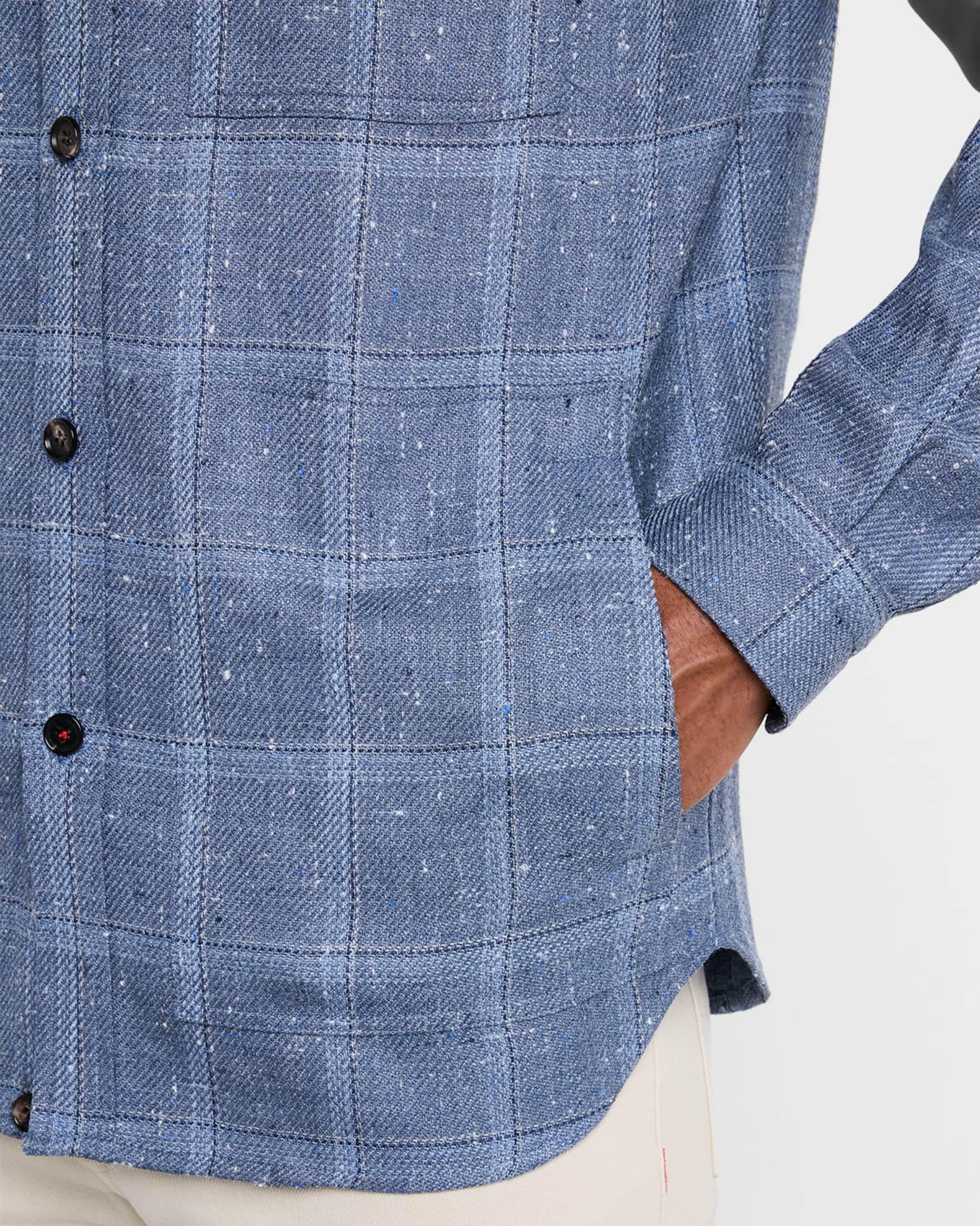 Men's Wool and Silk Windowpane Overshirt Product Image