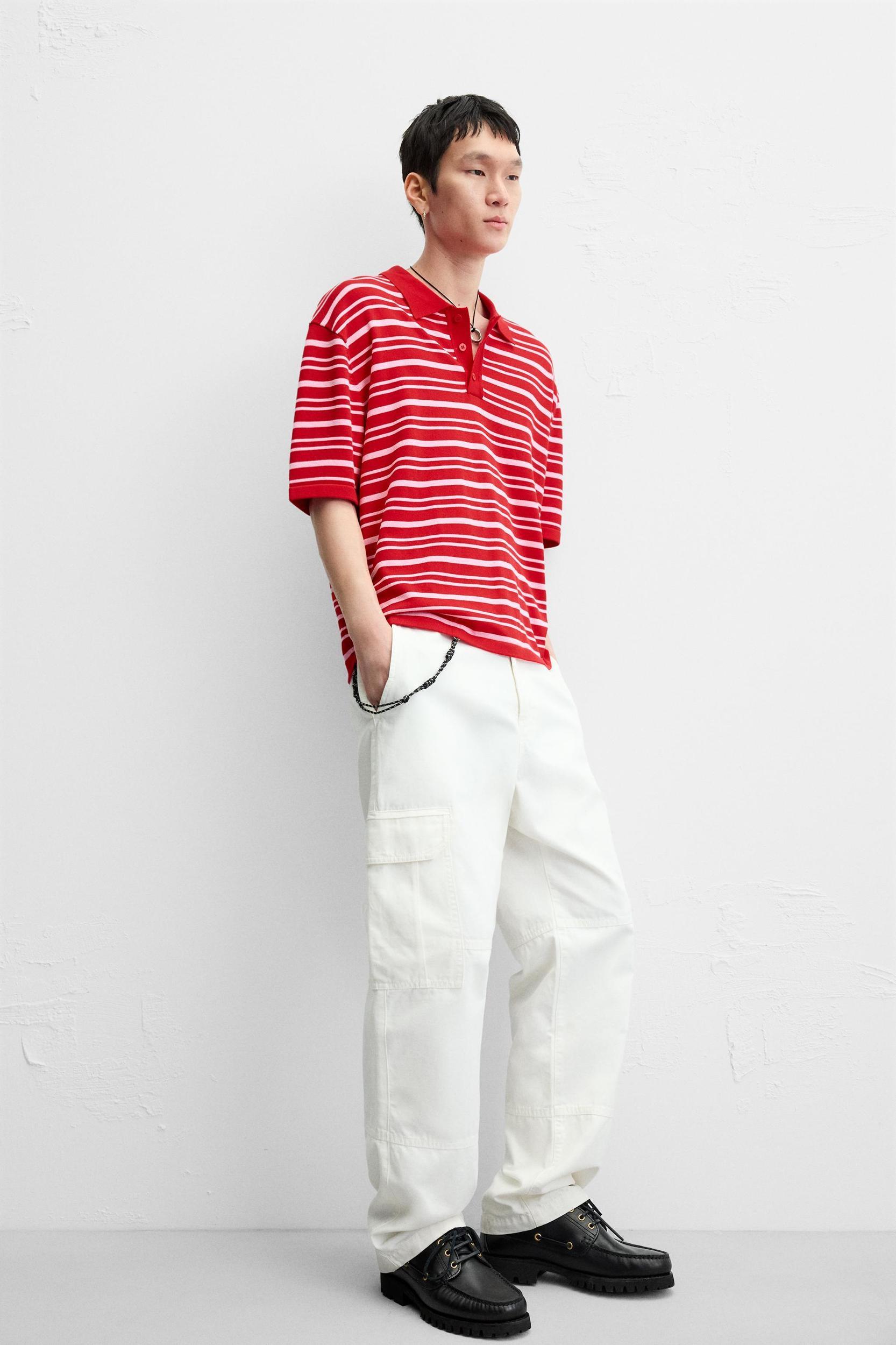 STRIPED JACQUARD KNIT POLO Product Image