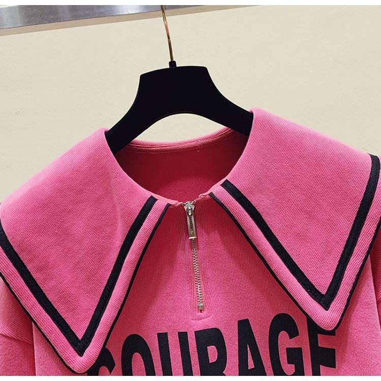 Collar Lettering Sweatshirt Product Image