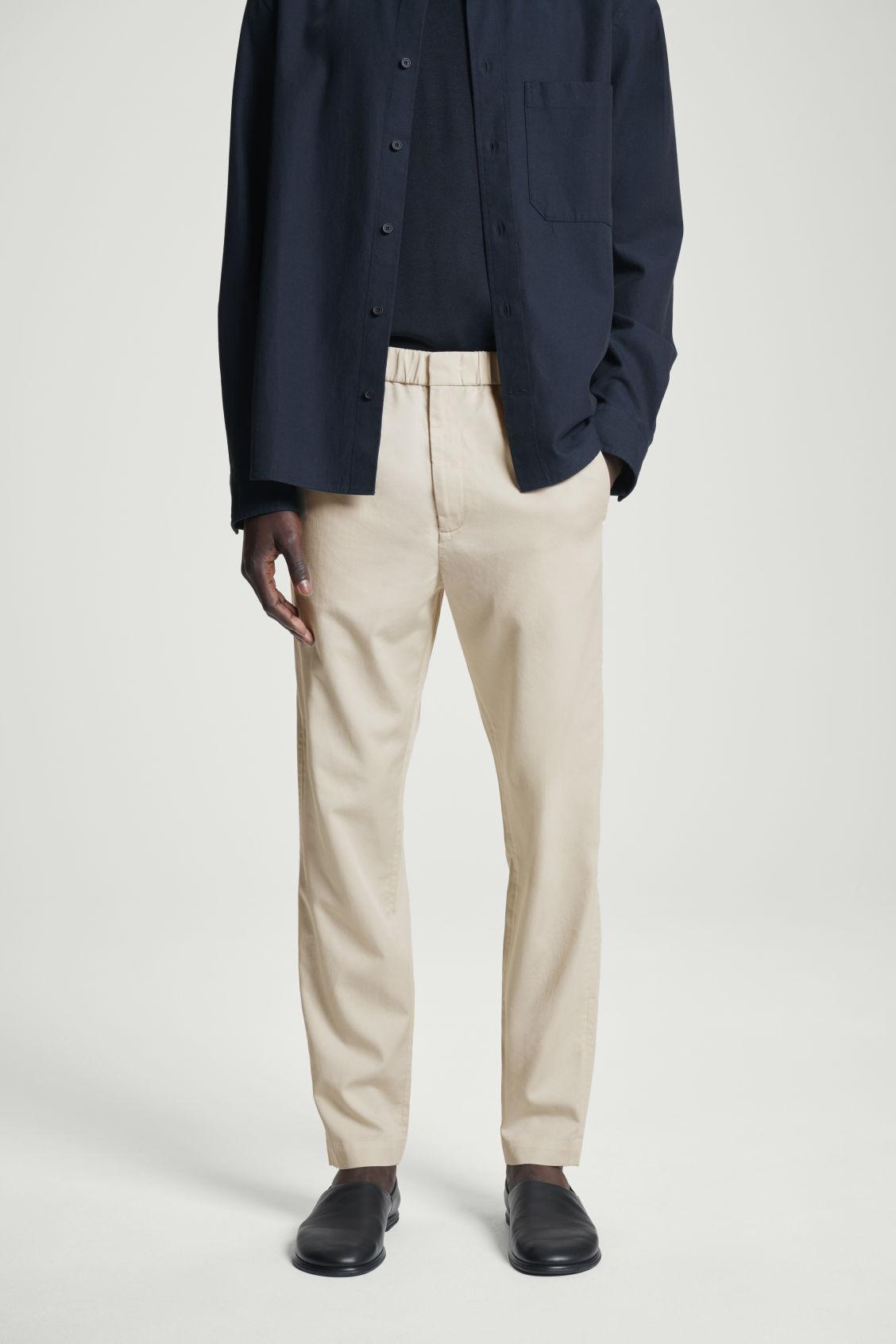 ELASTICATED TAPERED TWILL PANTS Product Image