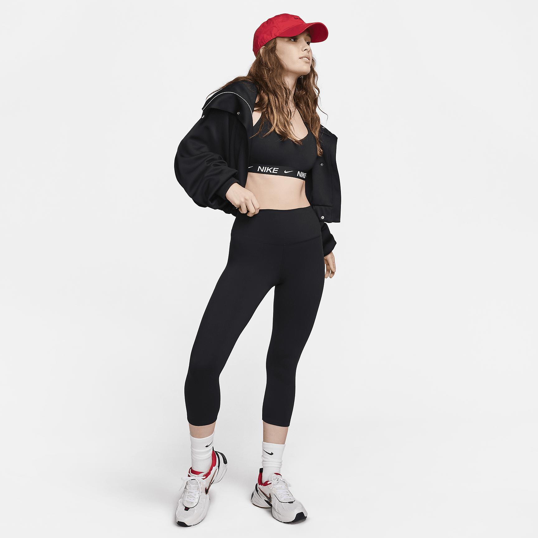 Nike Womens One Dri-FIT High-Waisted Crop Leggings in Black Product Image