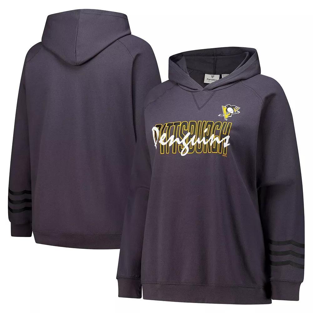 Women's Fanatics Charcoal Pittsburgh Penguins Plus Size Lightweight Fleece Pullover Hoodie, Size: 2XL Product Image