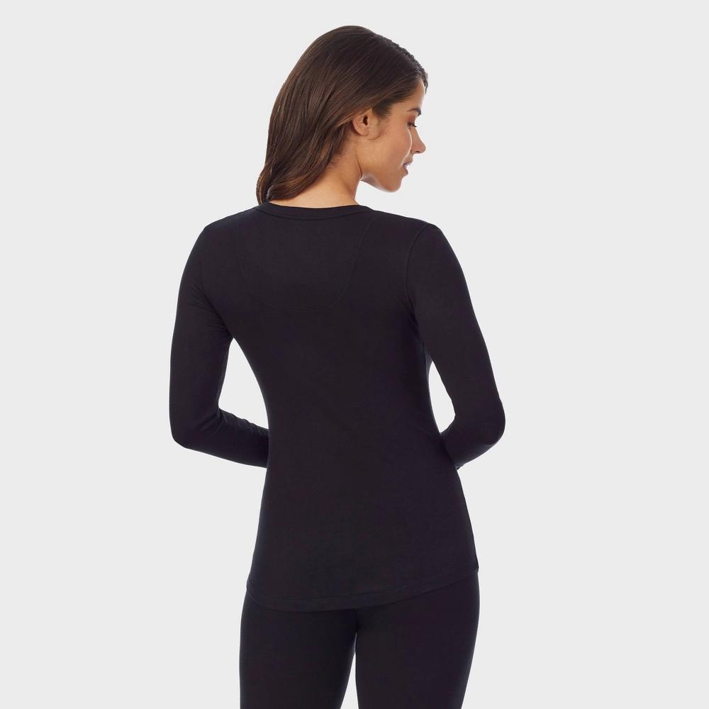 Warm Essentials by Cuddl Duds Women's Smooth Stretch Thermal Scoop Neck Top - Black M Product Image