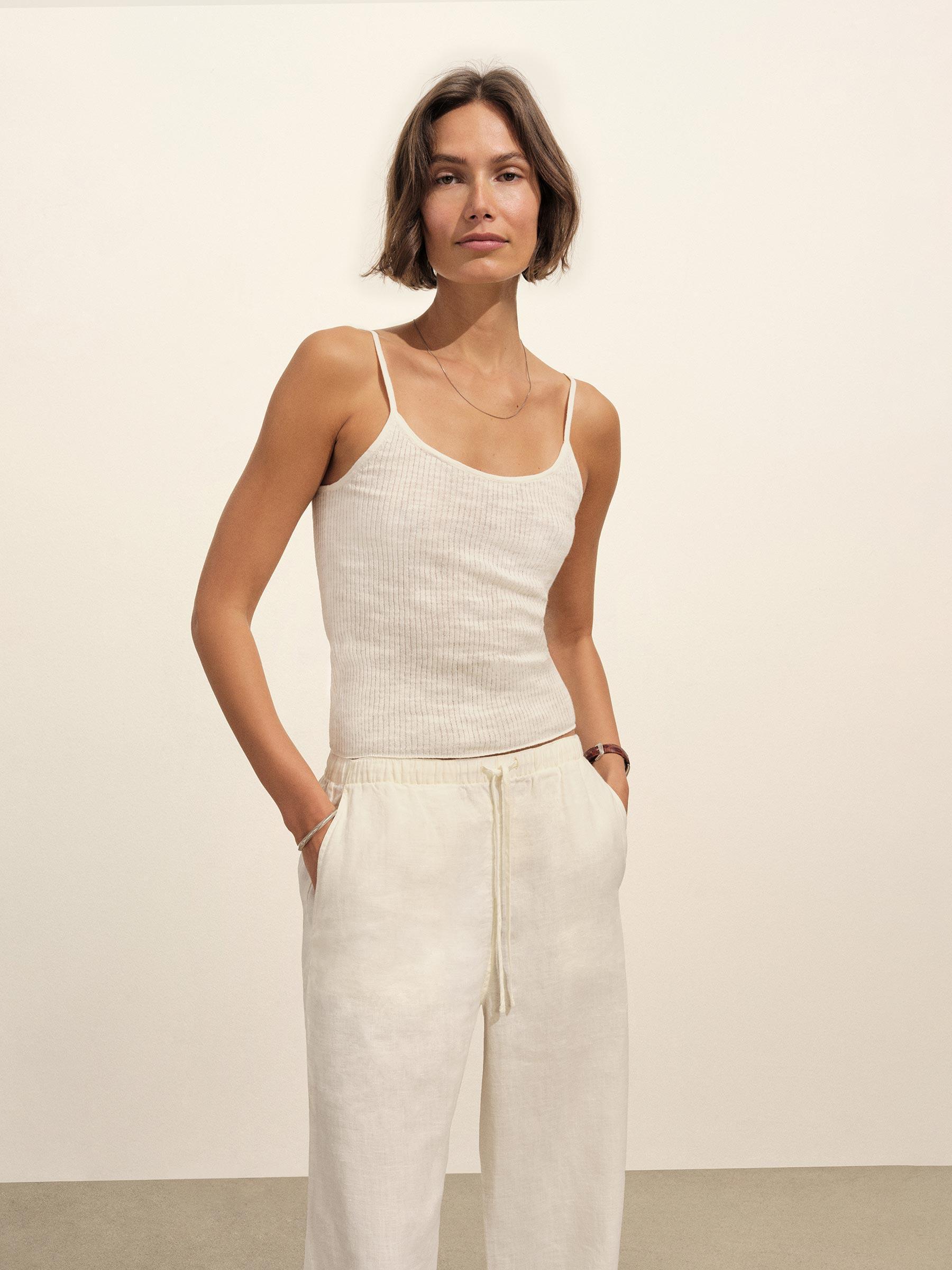 Soft White Coastal Linen Camisole Product Image