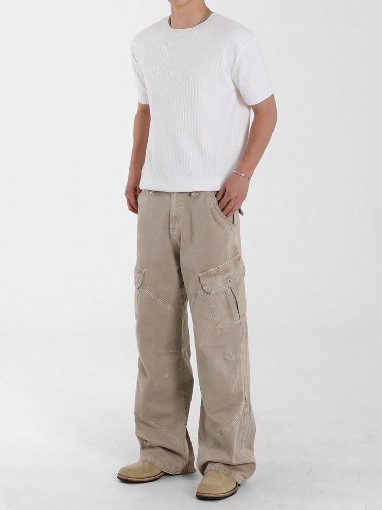 RT No. 12587 KHAKI BROWN STRAIGHT CARGO PANTS Product Image