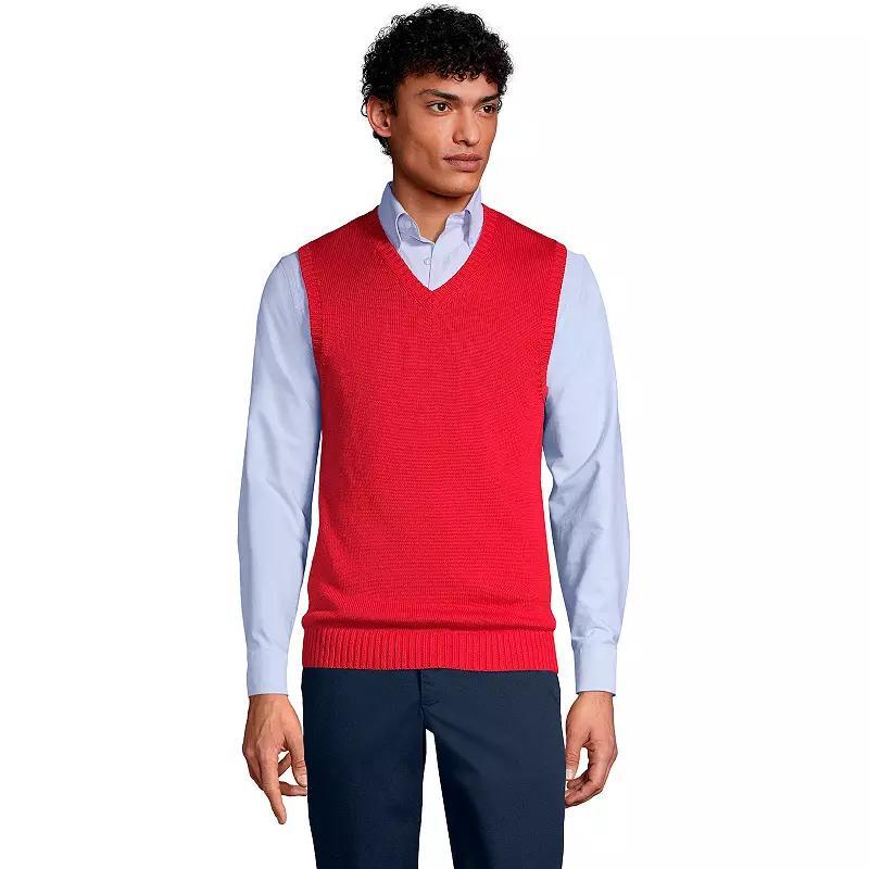 Men's Lands' End Cotton Modal Sweater Vest, Size: Large, Red Product Image