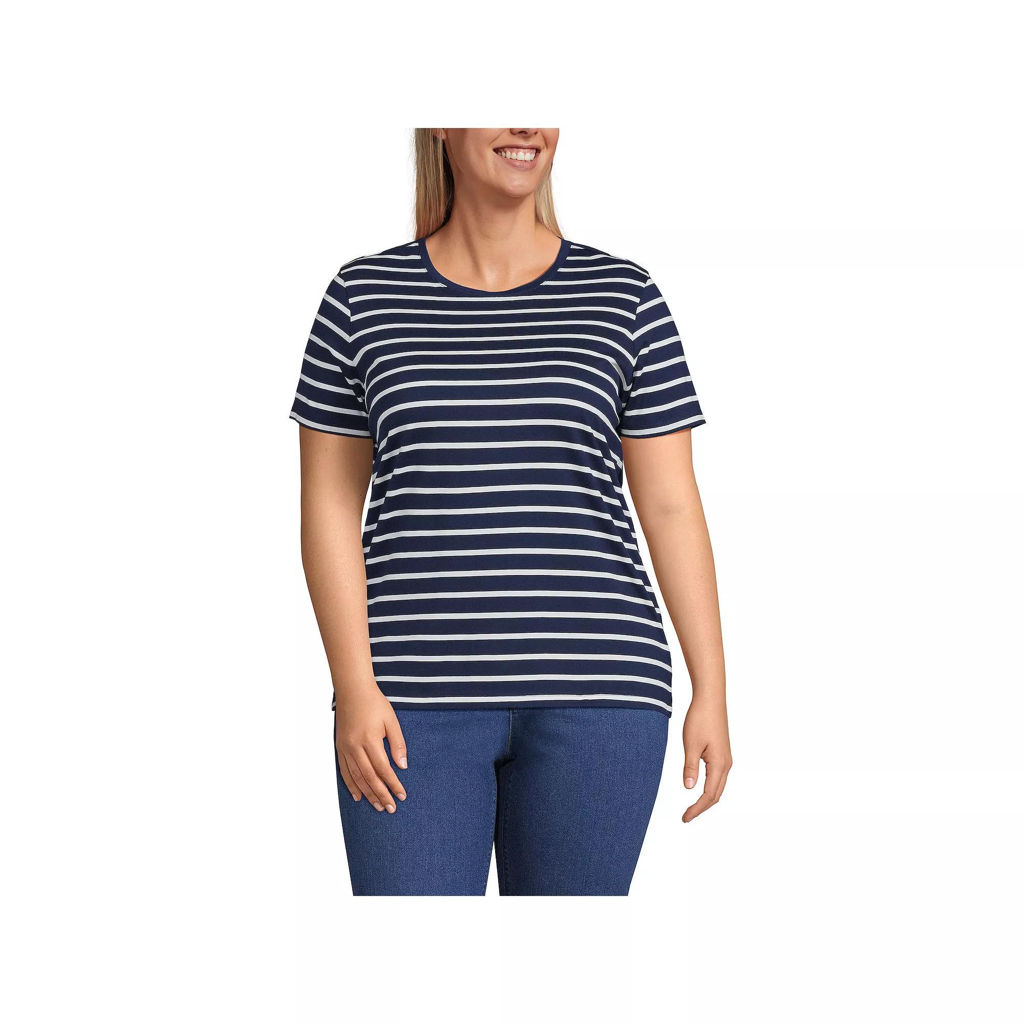 Plus Size Lands' End Relaxed Supima Cotton Crewneck Tee, Women's, Size: 1XL, Pale Yellow Product Image