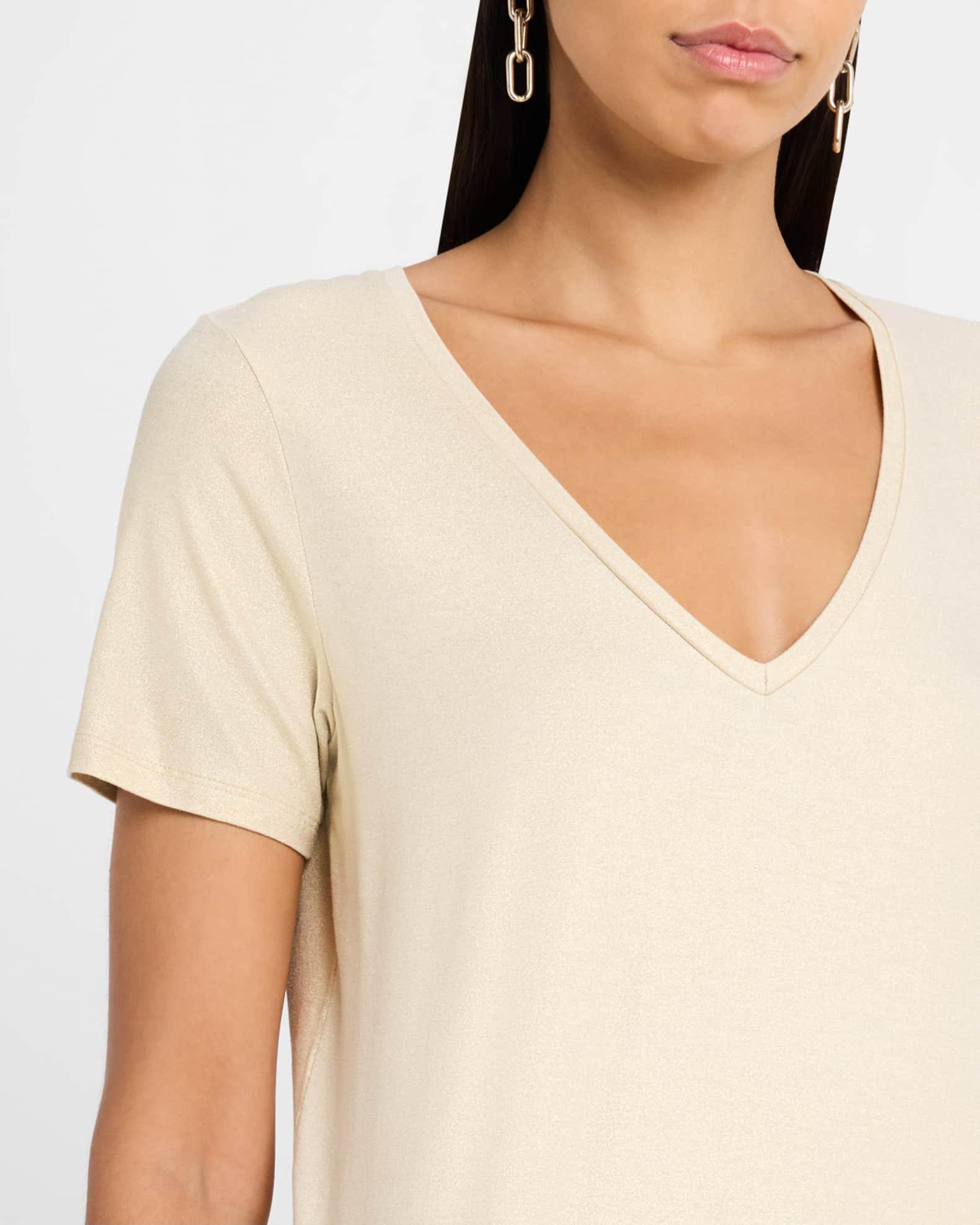 Soft Touch V-Neck Shimmer Jersey T-Shirt Product Image
