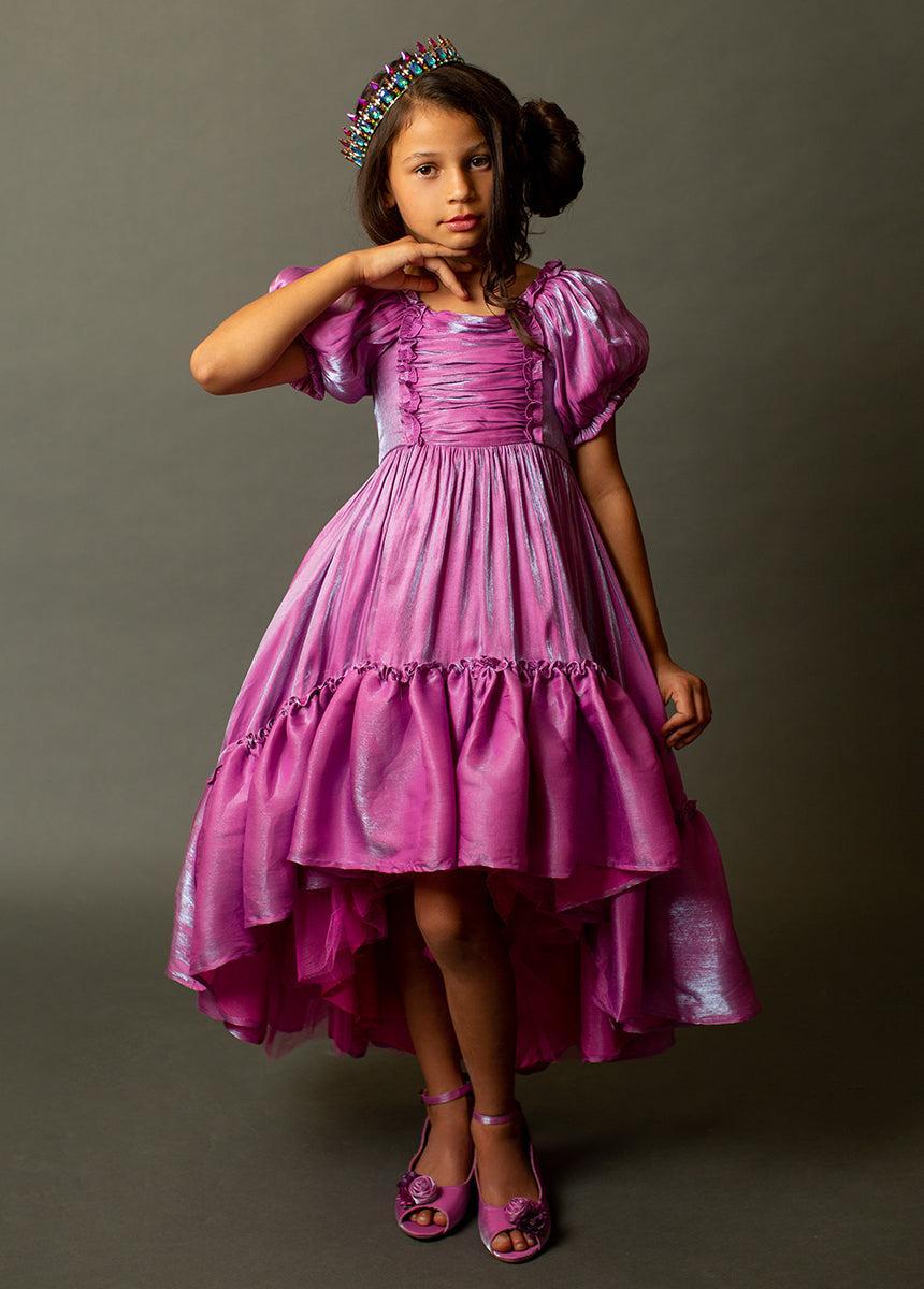 Mathilda Petticoat Dress in Fuchsia Iridescent Girls Product Image