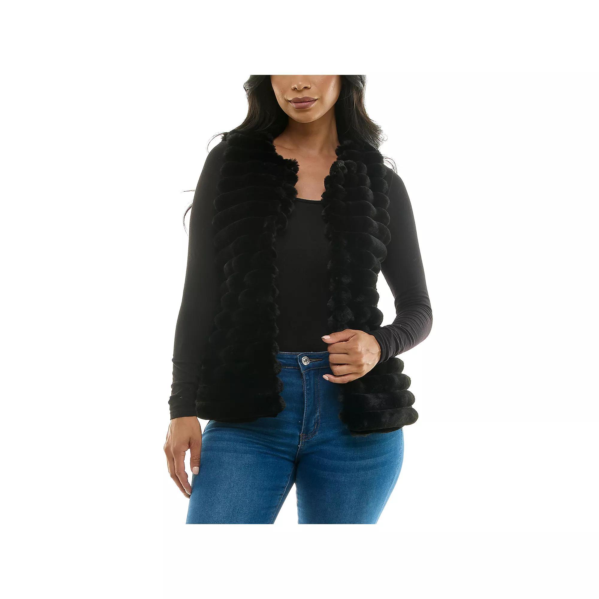 Womens Nina Leonard Horizontal Faux Fur Vest Yellow Product Image