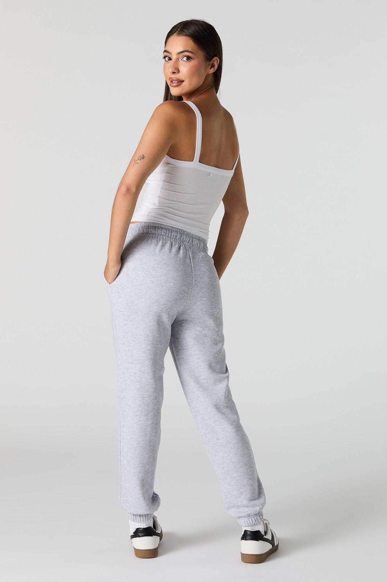 High Rise Solid Fleece Jogger Female Product Image