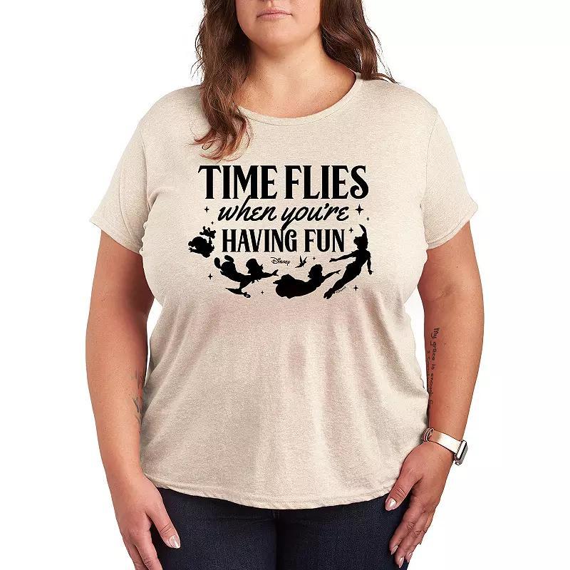Disney's Peter Pan Plus Time Flies Graphic Tee, Women's, Size: 1XL, Grey Green Product Image