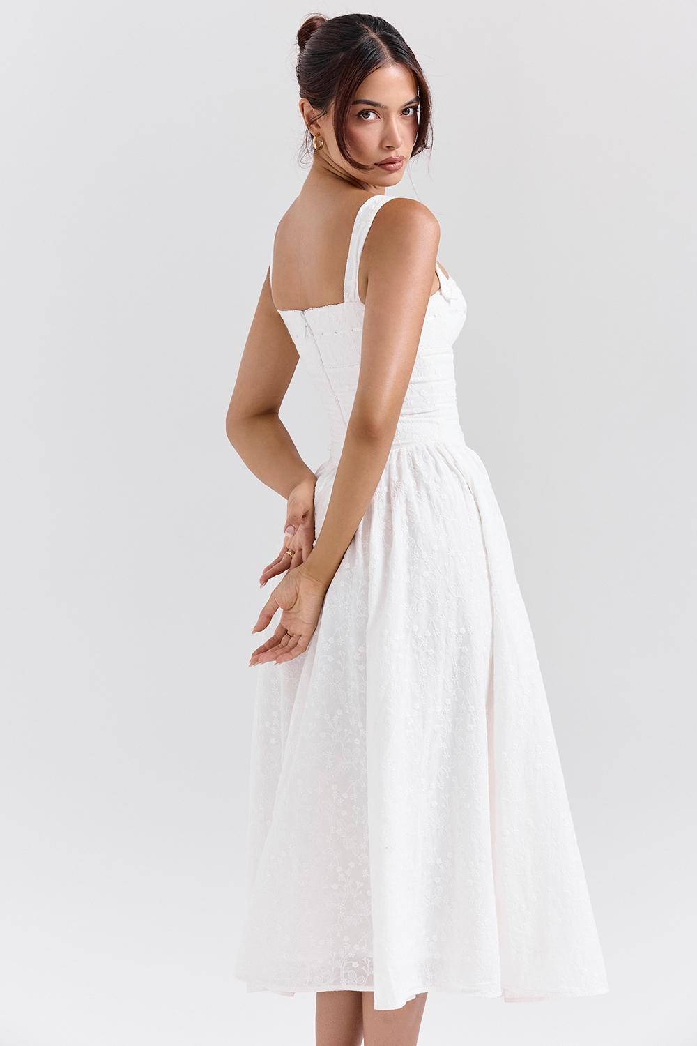 Vivien White Broderie Anglais Midi Sundress Product Image
