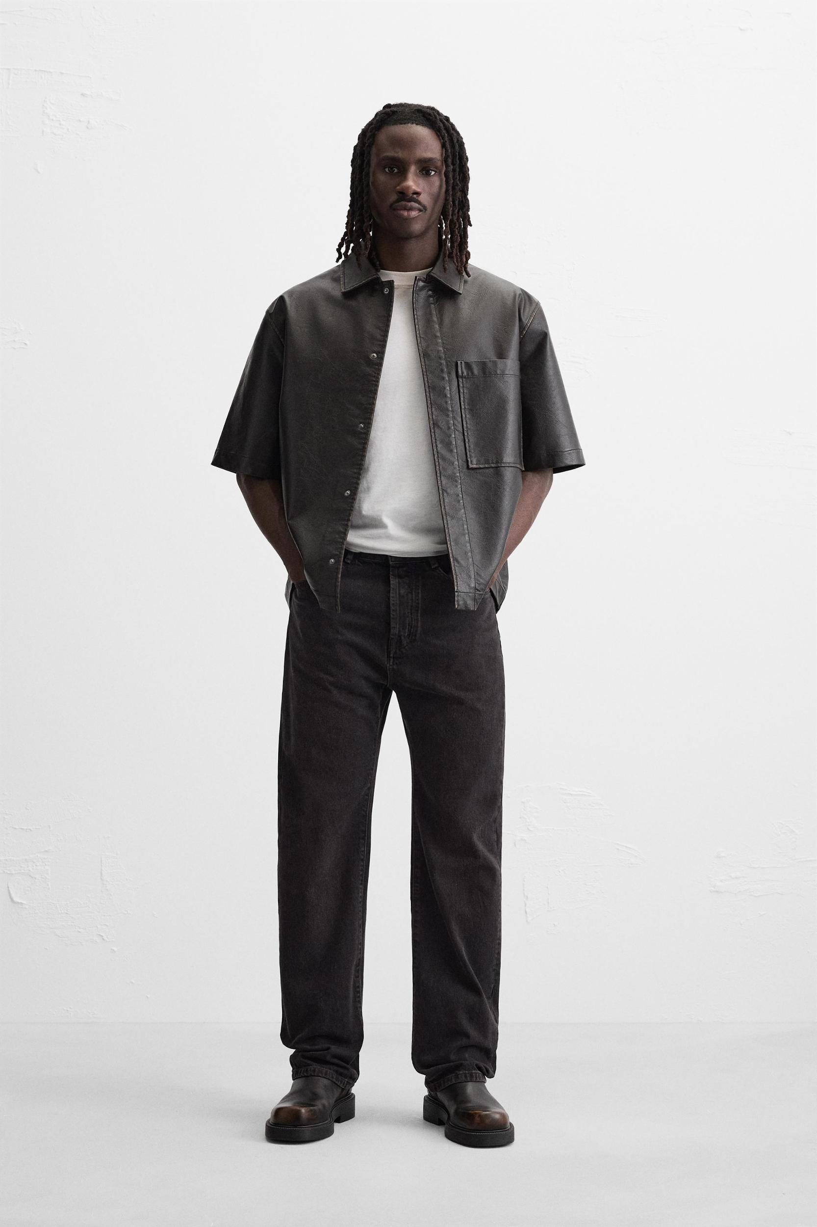 FAUX LEATHER OVERSHIRT Product Image