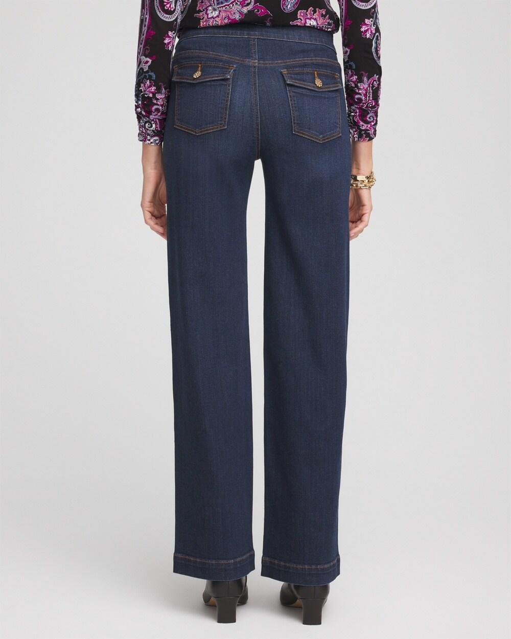 Embellished Wide Leg Pull On Jeans Product Image