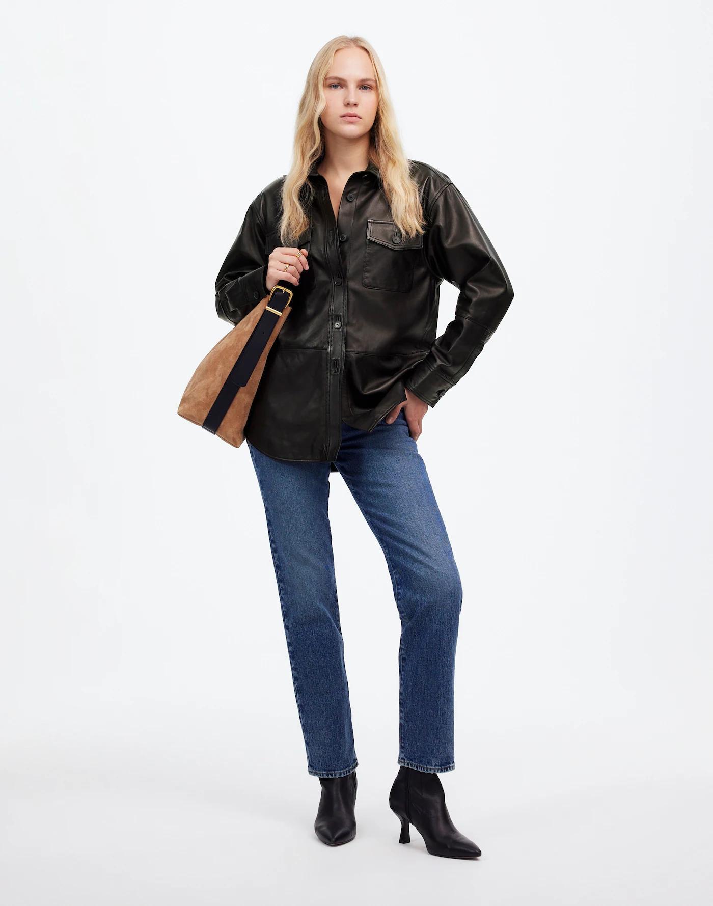 Washed Leather Shirt-Jacket Product Image
