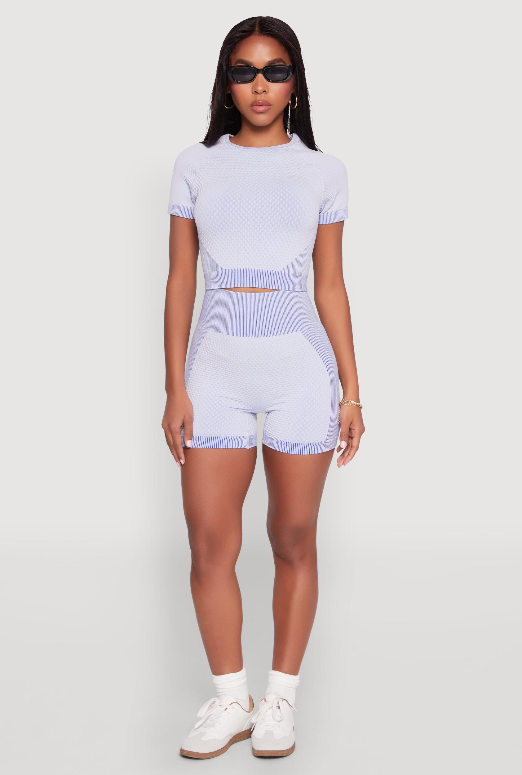Womens Seamless Ribbed Knit Ruched Biker Shorts Product Image