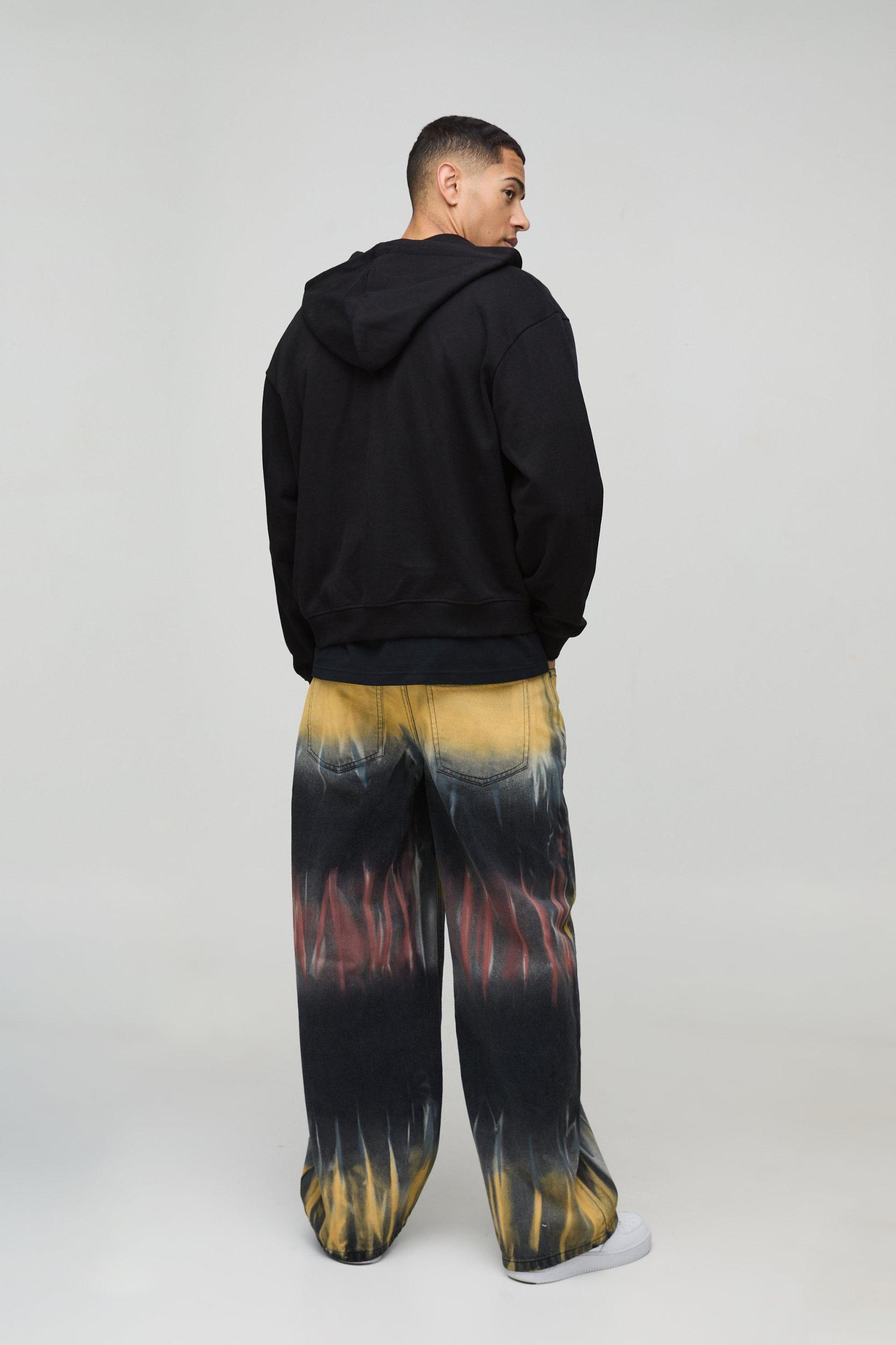 Baggy Rigid Tie Dye Denim Jeans | boohooMAN USA Product Image