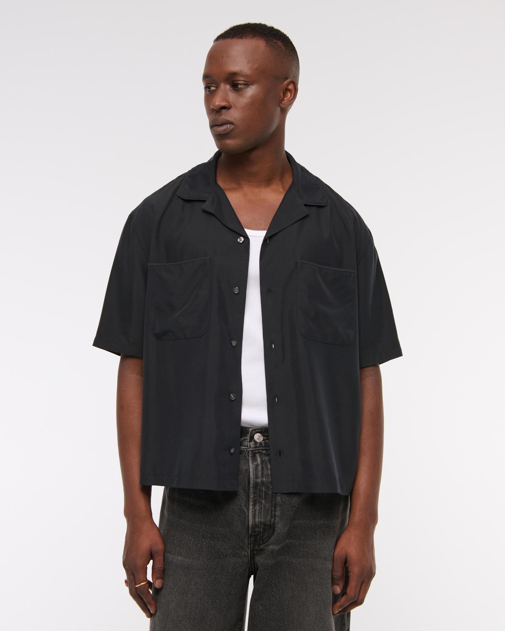Camp Collar Cropped Cupro Shirt Product Image