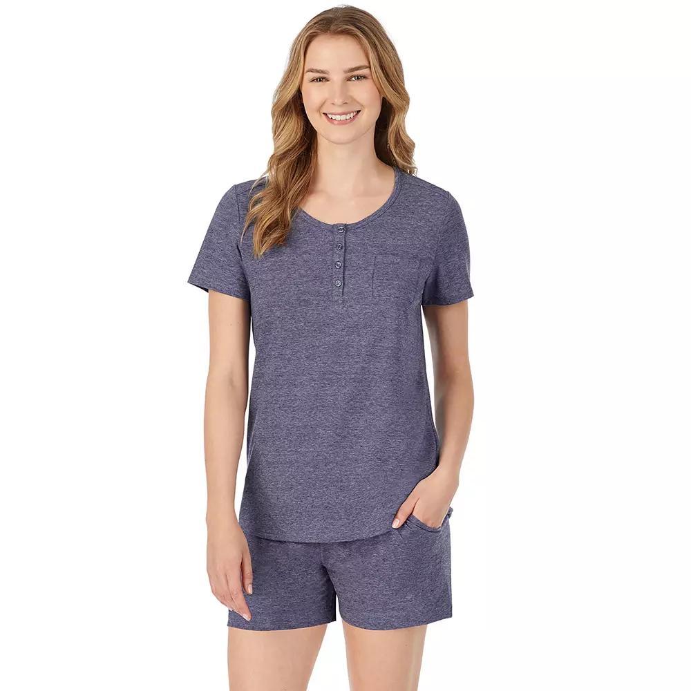 Women's Cuddl Duds® Pajamas: Essential Sleep Tee & Boxers Set, Size: Medium, Navy Grey Product Image