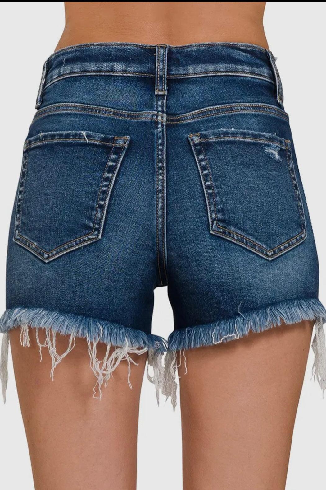 Frayed Hem Denim Shorts Product Image