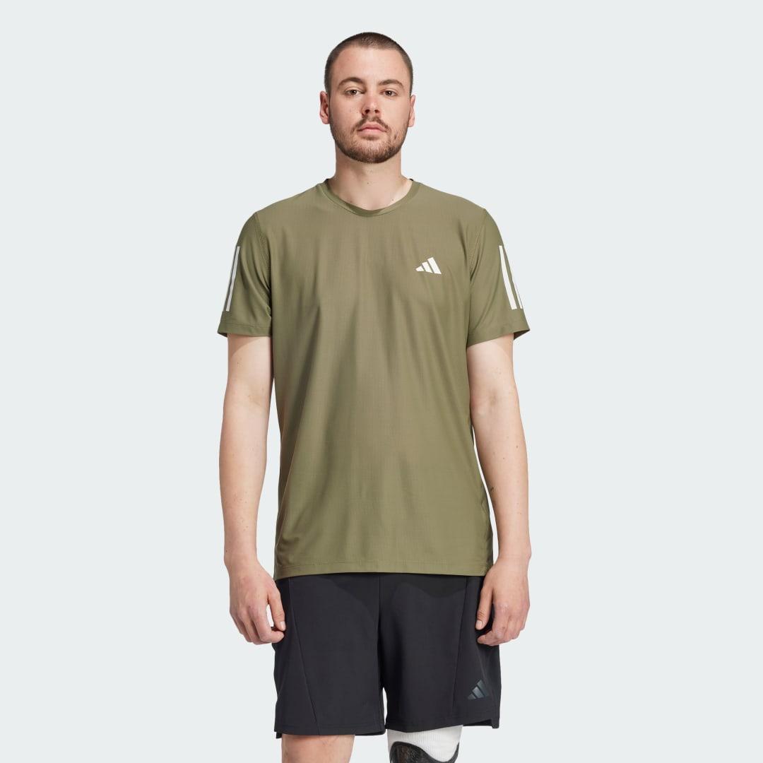 Mens adidas Own The Run Short Sleeve Tee Aurora Red Product Image