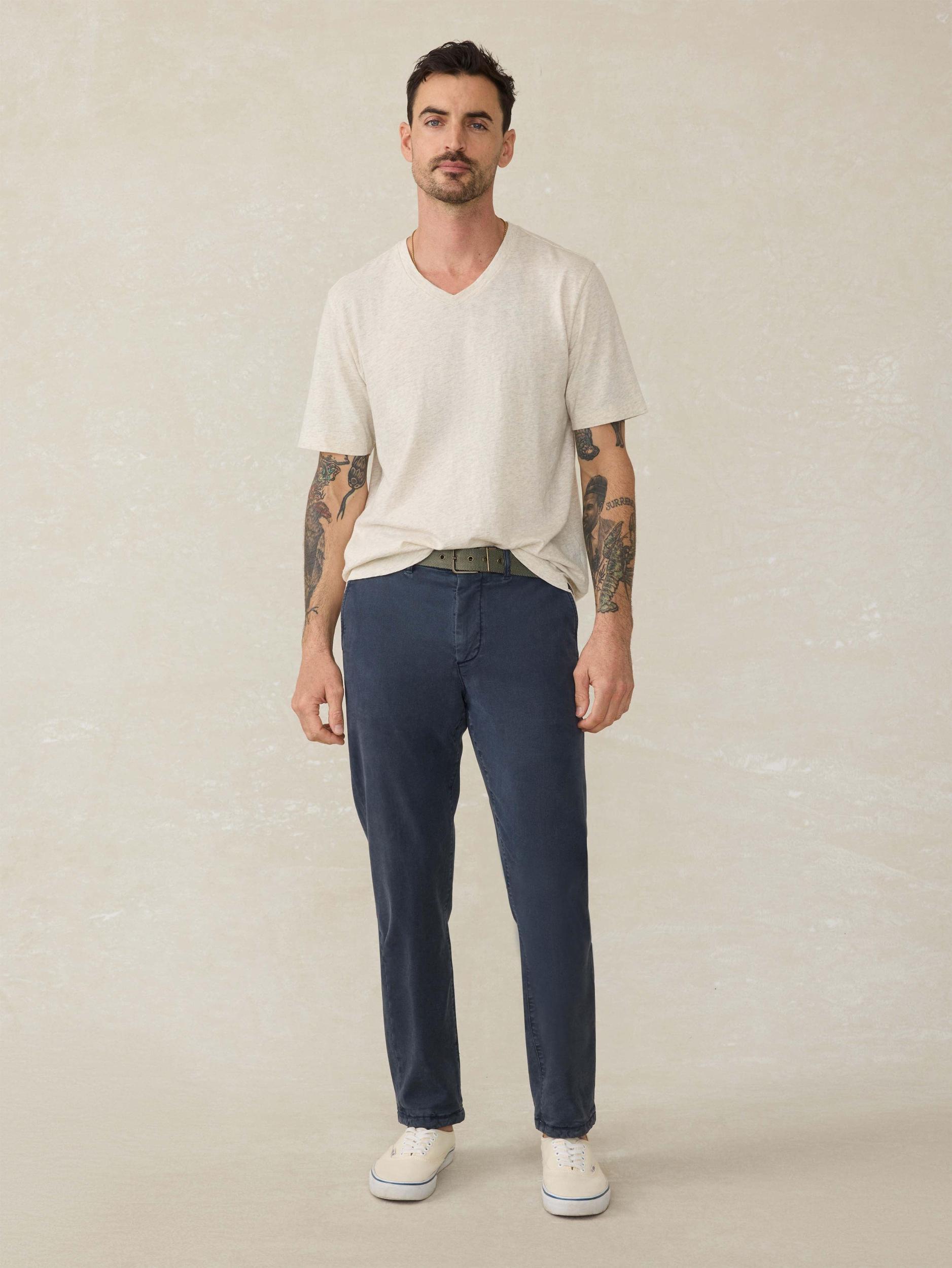 Short-Sleeve Sunwashed Regenerative Cotton V-Neck Tee - Island Dune Heather Male Product Image