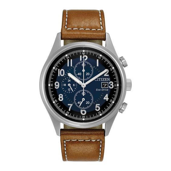 Citizen Eco-Drive Men's Chandler Leather Watch - CA0621-05L, Size: Large, Brown Product Image
