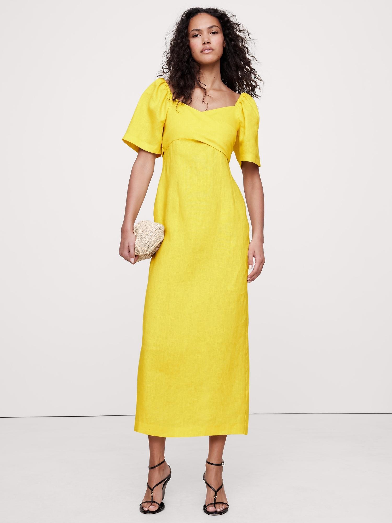 Linen Sweetheart Long Midi Dress Product Image