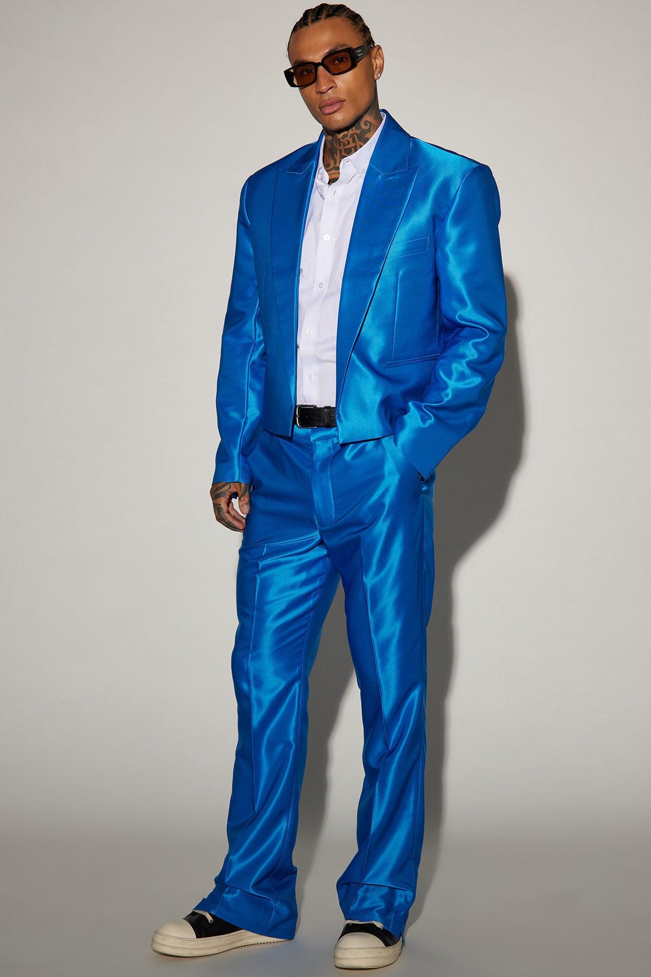 Money Routine Flare Slit Trousers - Blue Product Image