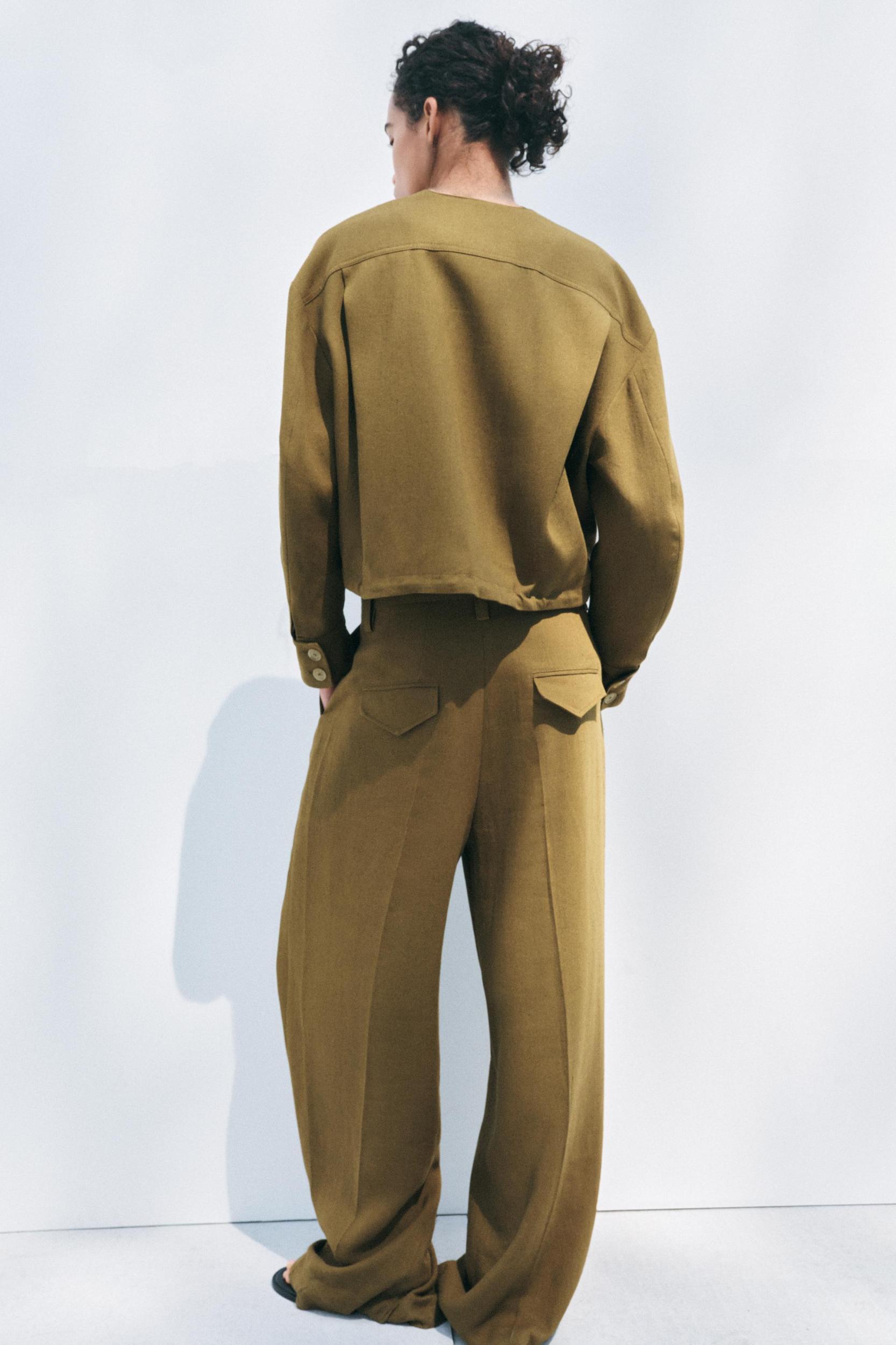 LINEN BLEND PLEATED PANTS ZW COLLECTION Product Image