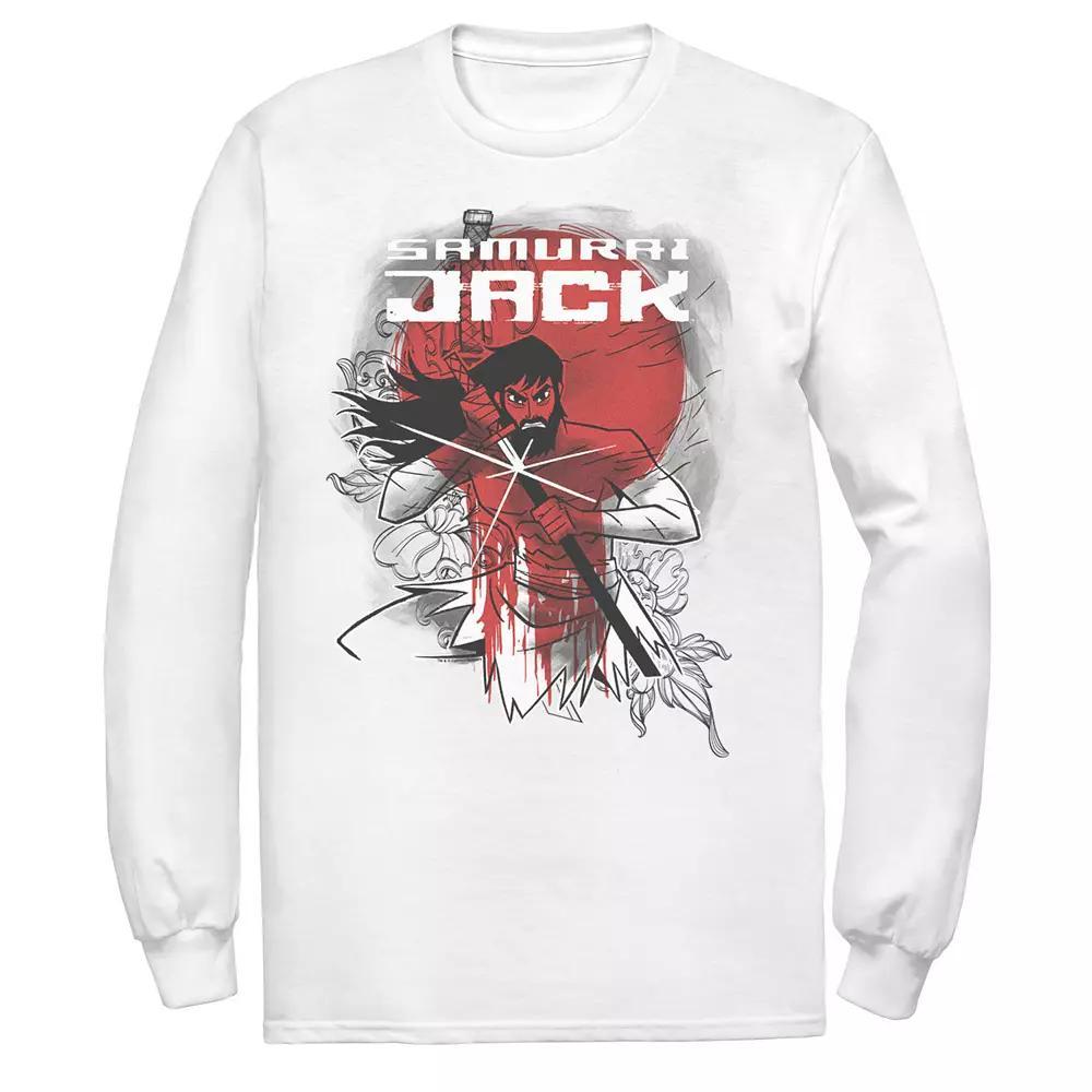Men's Cartoon Network Samurai Jack Wounded Warrior Fights Again Long Sleeve Tee, Size: XXL, White Product Image
