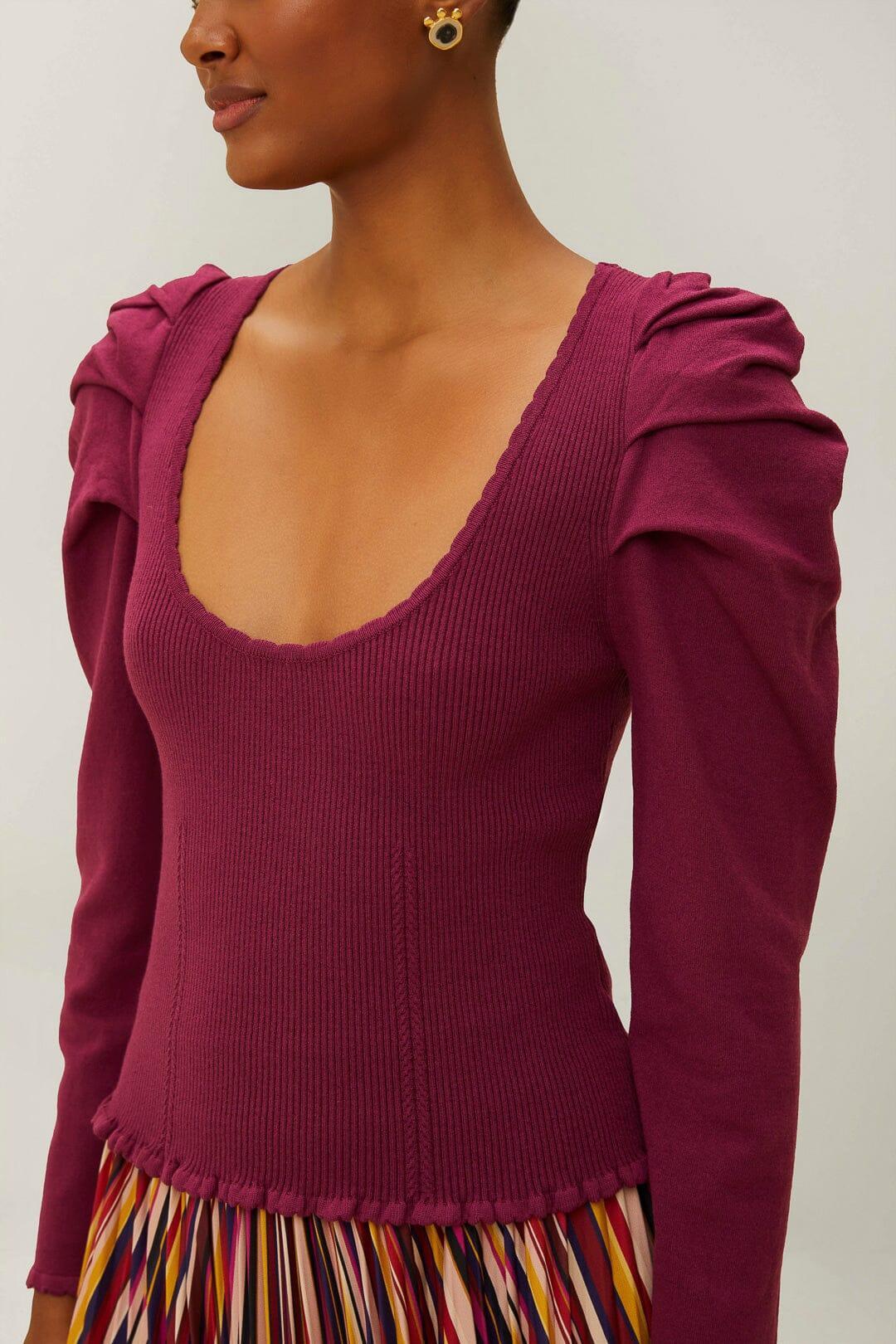 Burgundy Knit Corset Top, BURGUNDY / S Product Image