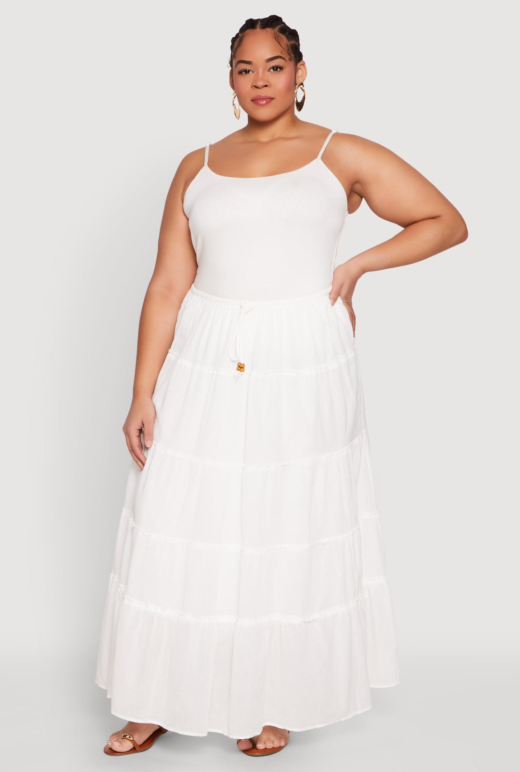 Womens Plus Size Almost Famous Tiered Maxi Skirt Product Image