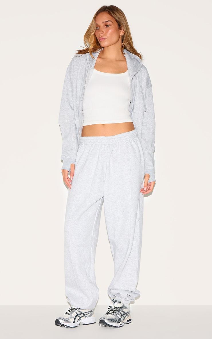 Ash Grey Oversized Hooded Zip Up Sweat Hoodie Product Image
