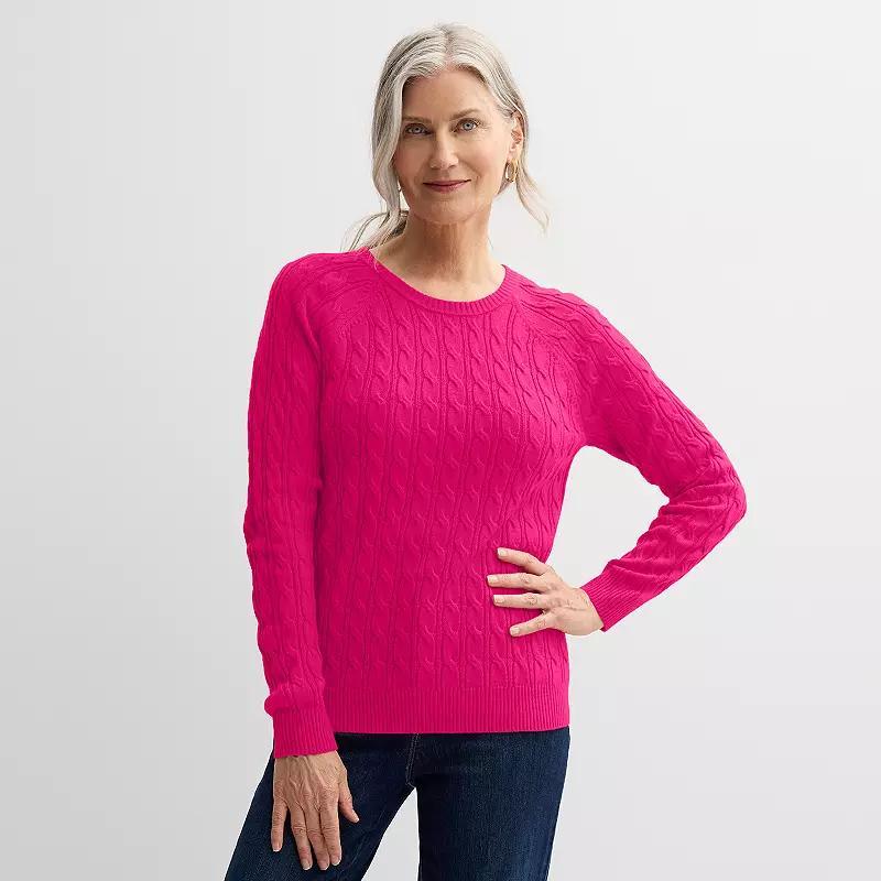 Womens Croft & Barrow The Extra Soft Cabled Crew Neck Sweater Flynn Blue Product Image