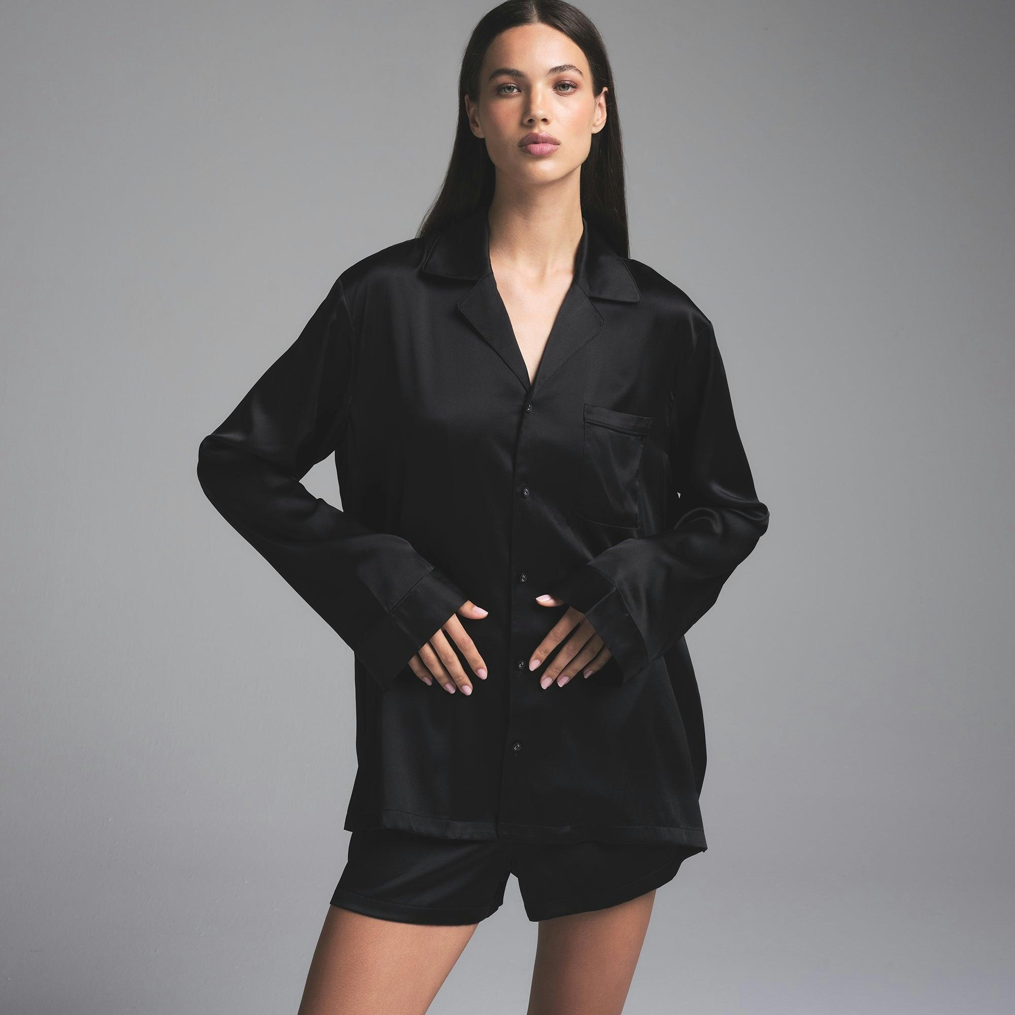 SILK OVERSIZED SLEEP SET | ONYX Product Image