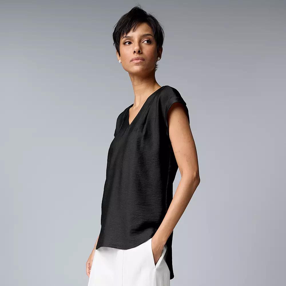 Women's Simply Vera Vera Wang V-Neck Top, Size: Large, Black Product Image