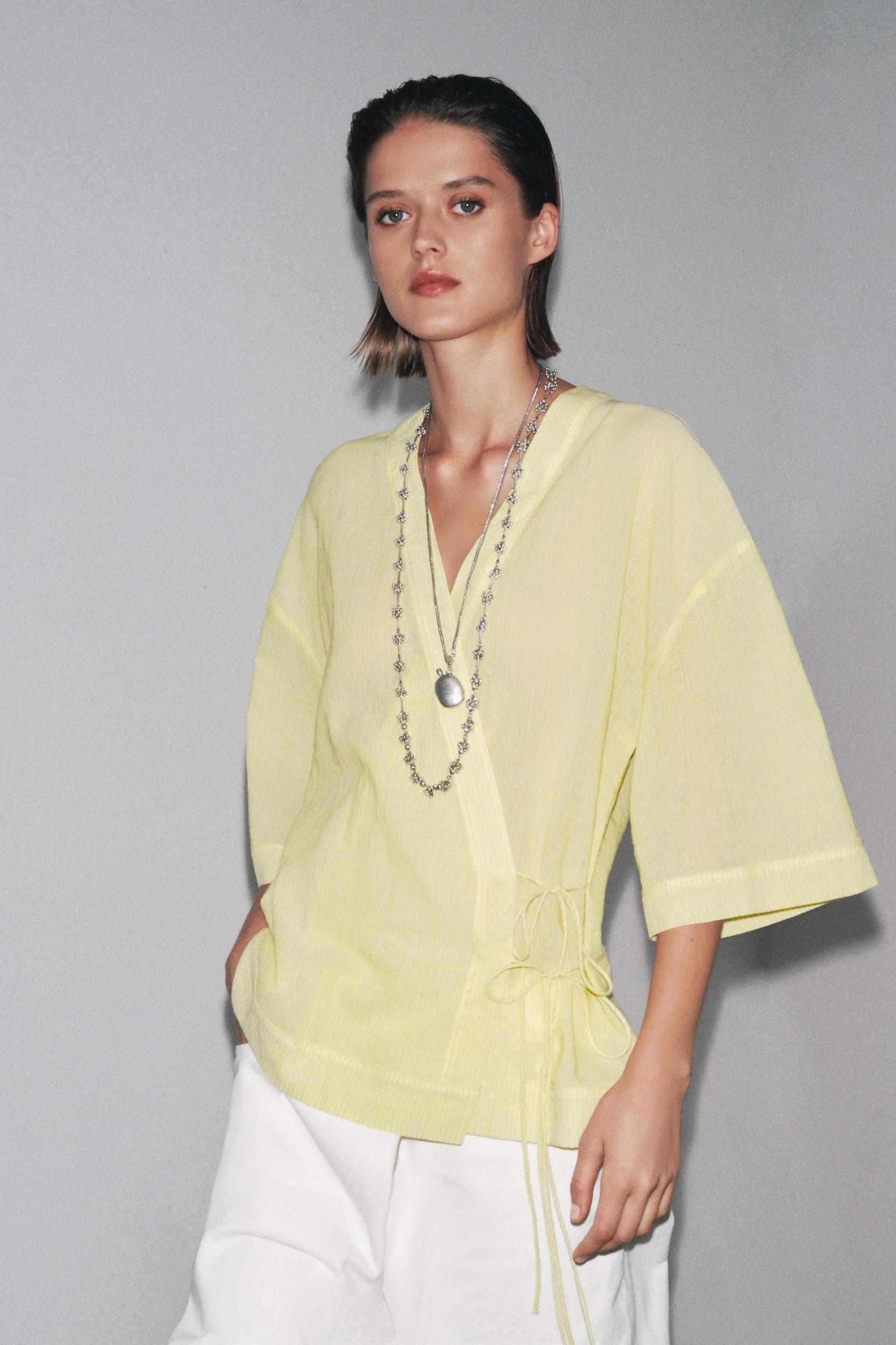 STRIPED KIMONO WITH TIES ZW COLLECTION Product Image