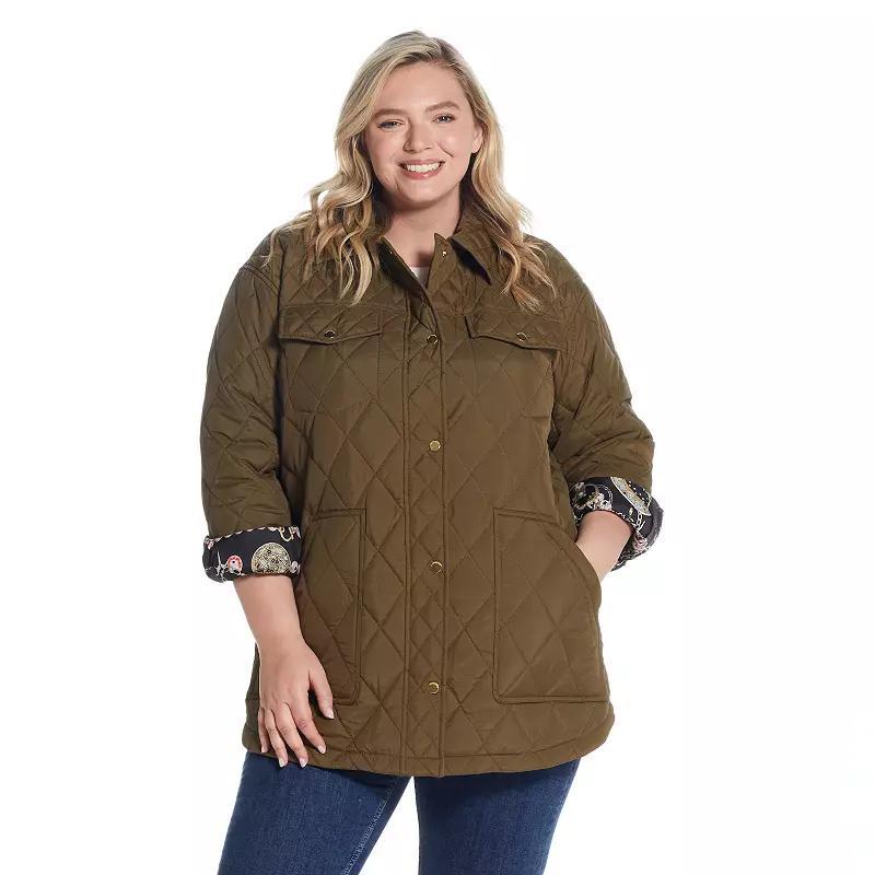 Women's Weathercast Print Lining Quilted Shacket, Size: Medium, Black Product Image