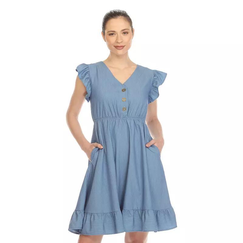 White Mark Womens Ruffle Sleeve Knee-Length Dress Product Image