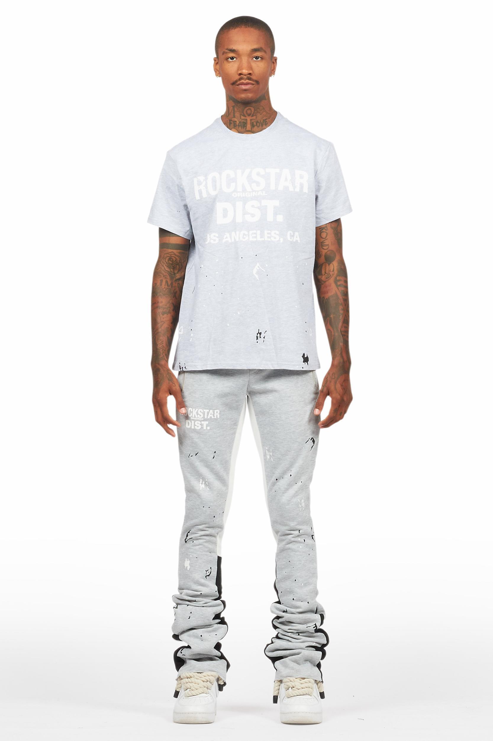 Scottie Heather Grey T-Shirt/Stacked Flare Track Pant Set Male Product Image