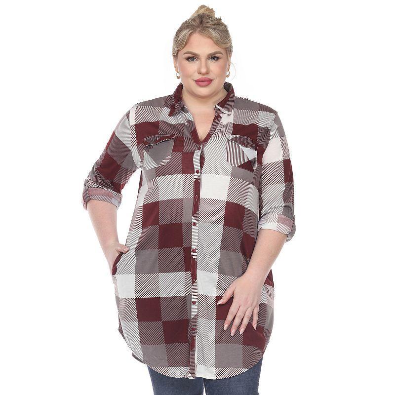 White Mark Plus Size Plaid Tunic Shirt Product Image