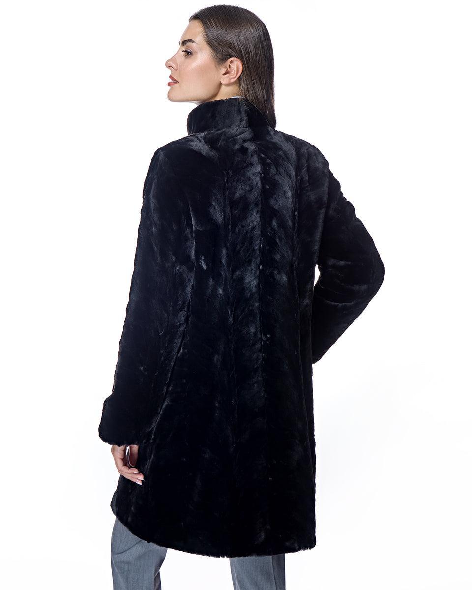 Reversible Sheared  Mink Sections Stroller with Long Hair Mink Trims Product Image