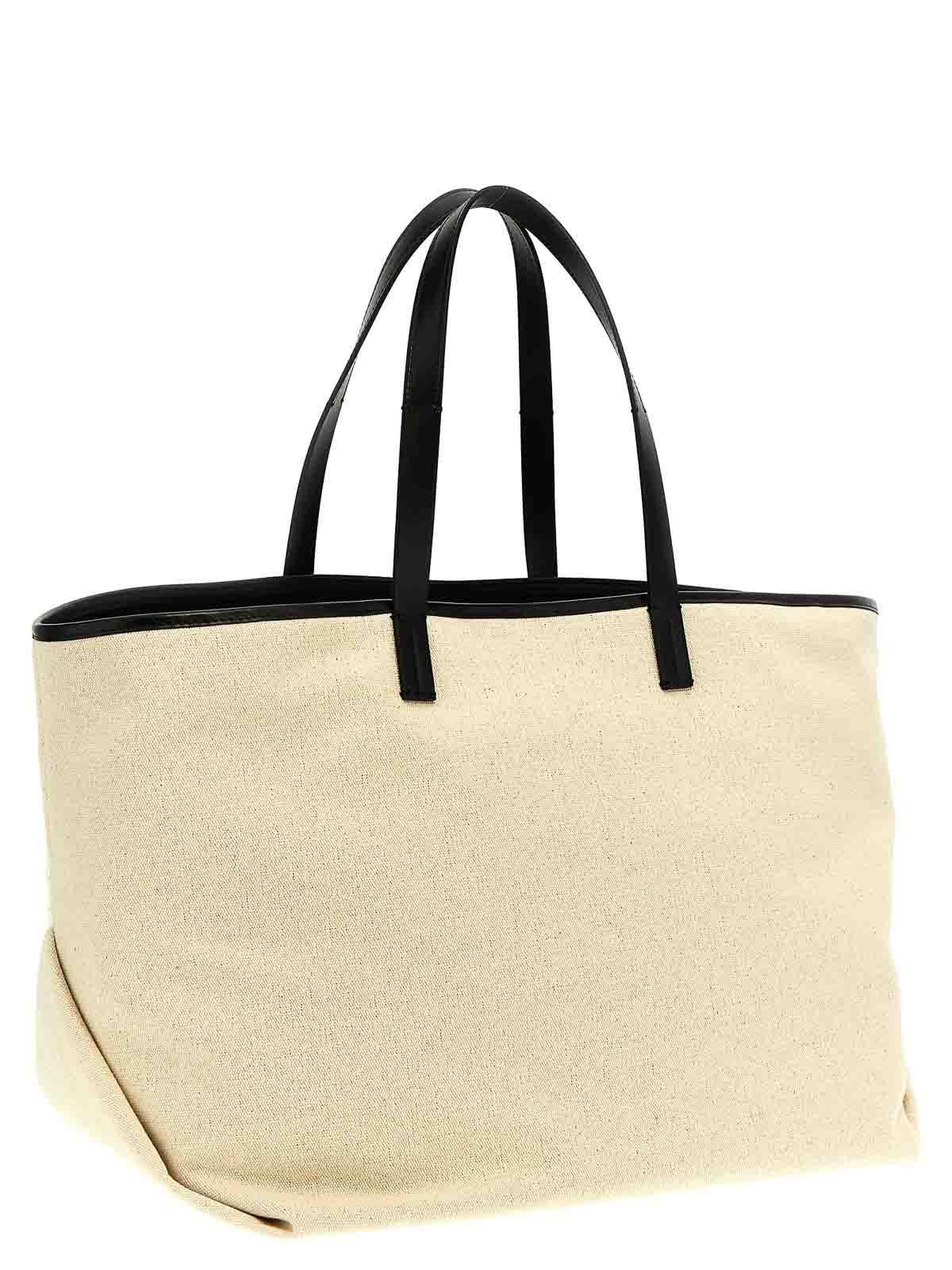 PALM ANGELS Logo Embroidery Shopping Bag In White Product Image