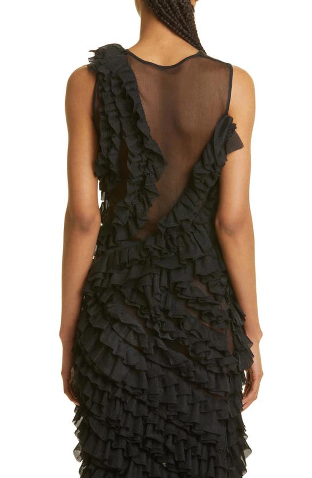 ULLA JOHNSON Winnifred Ruffle-detailed Chiffon Top In Noir Product Image